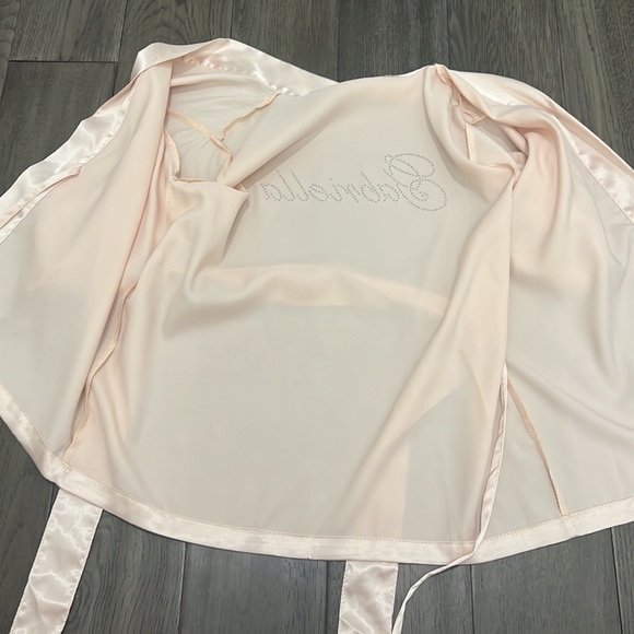 Custom Gabriella rhinestone name silk like toddler girl robe - Picture 5 of 7